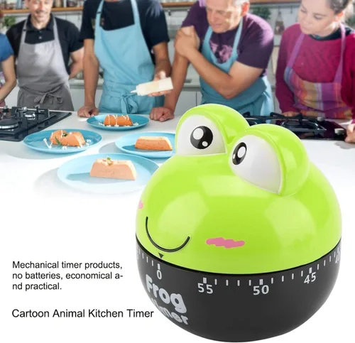 Vista 2 de Temporizador de cocina de animales de dibujos animados, temporizador mecánico de cuenta regresiva de 55 minutos para cocinar, hornear, no requiere