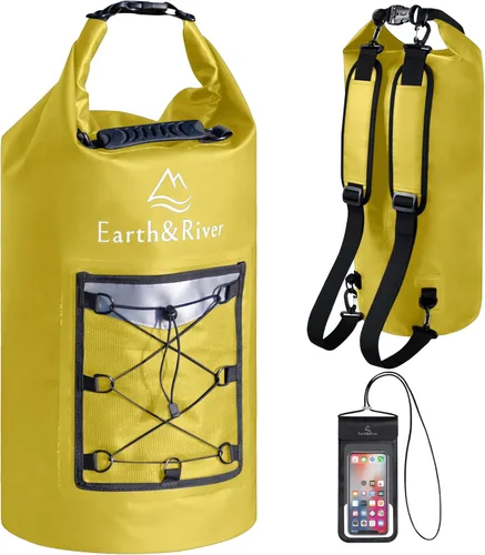 Vista 15 de EARTH&RIVER Mochila seca impermeable de alta calidad, extra gruesa, protección para todas las actividades acuáticas y campamentos, bolsa seca ligera