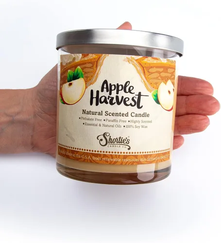 Vista 3 de Apple Harvest - Vela de soja natural perfumada, aceites esenciales de fragancia, 100% libre de soja, ftalatos y parabenos, combustión limpia, 9 onzas