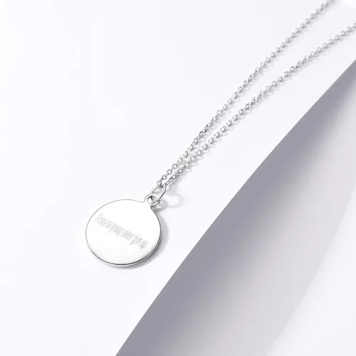 Vista 3 de SILVERCUTE Custom Initial Disc Necklace 925 Sterling Silver Minimalist Personalized CircleHeart Pendant Text Engravable with NameDateLocations Medal