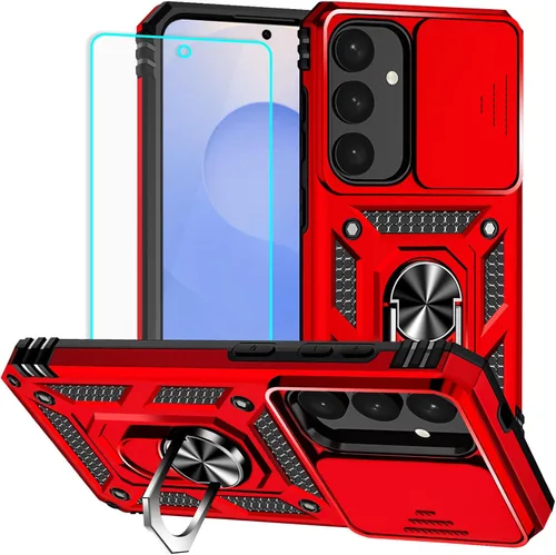 Vista 23 de HNHYGETE Funda para Samsung A13 5G, Galaxy A13 5G con protector de pantalla, soporte giratorio de grado militar de 360° (resistente), fundas Negro