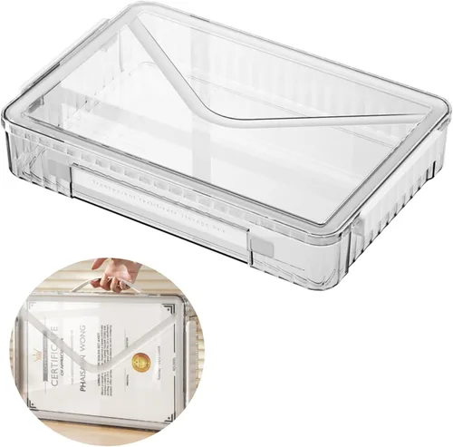 Vista 8 de Marte Vanci Contenedor de almacenamiento de plástico con tapa, estuche portátil para proyectos con asa, caja de almacenamiento transparente