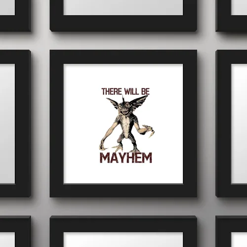 Vista 2 de Trends International Gallery Pops Gremlins - There Will Be Mayhem - Arte de pared, versión enmarcada negra, 12 x 12 pulgadas
