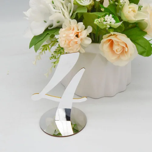Vista 6 de NUOBESTY 10 piezas de acrílico para números de mesa, elegantes tarjetas de números de asiento de boda, reutilizables, decoración de mesa