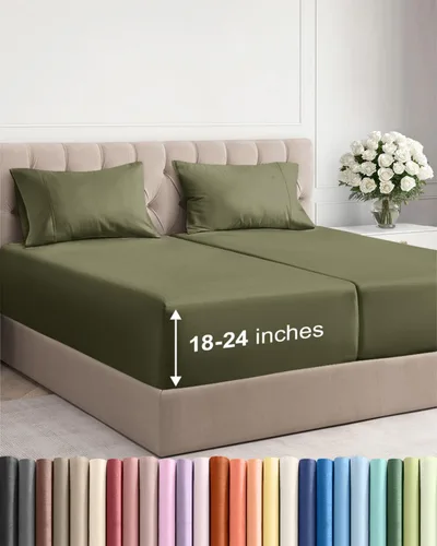 Vista 118 de Sábanas individuales de bolsillo extra profundo, sábanas transpirables y refrescantes de 3 piezas, juego de sábanas de lujo para hotel, suaves, sin