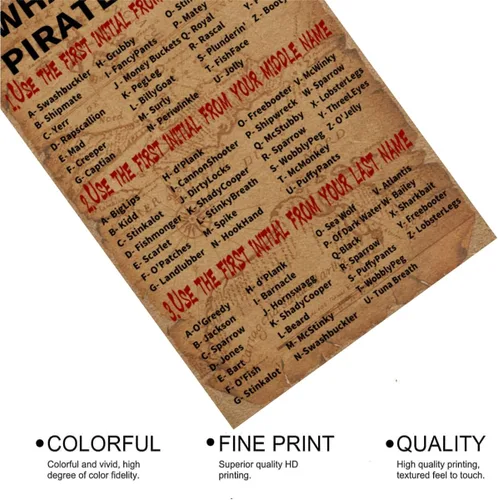 Vista 4 de EMOHAT Cartel de metal con texto en inglés "What is your pirate name" (What is your pirate name), cartel de metal para habitación, porche, cocina