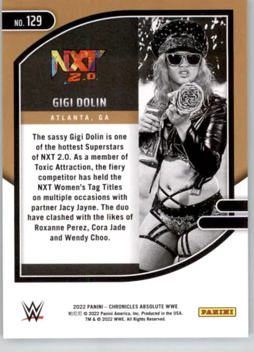 Vista 2 de 2022 Panini Chronicles #129 Gigi Dolin NXT 2.0 Absolute Official WWE Wrestling Card in Raw (NM or Better) Condition
