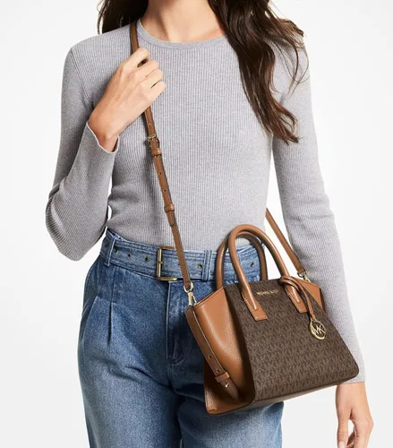 Vista 4 de Michael Kors Avril - Bolso pequeño con cremallera superior color marrón Marrón