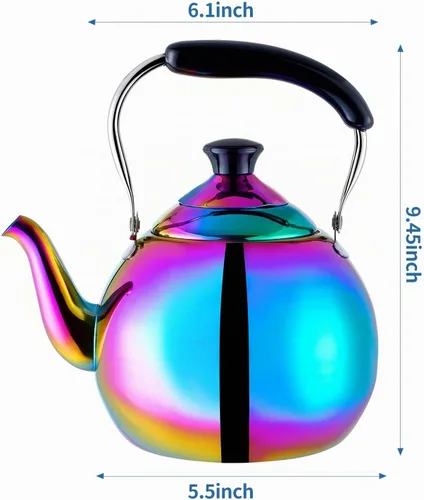 Vista 2 de Hervidor de té silbante para estufa de inducción de acero inoxidable, tetera de silbato, estufa de gas, parte superior de agua de ebullición rápida