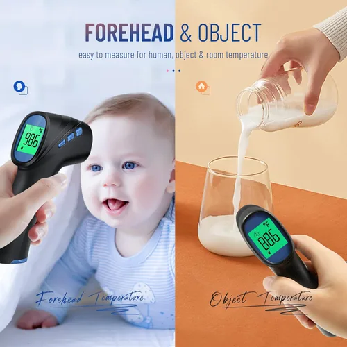 Vista 6 de Termómetro de frente para adultos y niños, termómetro infrarrojo digital con alarma de fiebre, resultados rápidos y precisos, fácil de usar