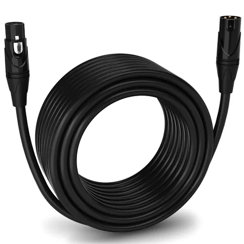 Vista 31 de LyxPro Cable de micrófono XLR hembra a macho de ángulo recto de 3 pines de 1.5 pies para altavoces amplificados, interfaz de audio, rendimiento