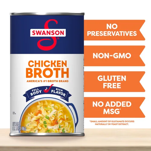 Vista 4 de Swanson - Caldo de pollo 100% natural y sin gluten, lata de 49.5 onzas