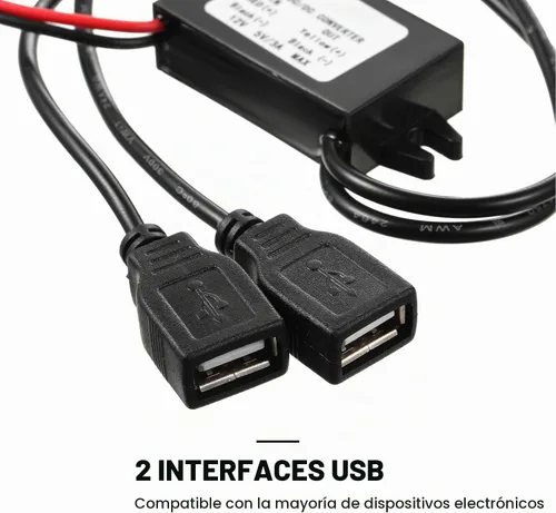 Vista 4 de Weewooday - Convertidor de CC de 2 piezas, 12 V a 5 V, 3 A, 15 W, USB dual, negro, tipo C