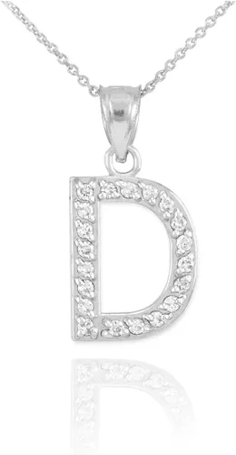 Vista 8 de Claddagh Gold . Collar con colgante de letra inicial de plata de ley 925 con circonita cúbica - Elección de tamaños