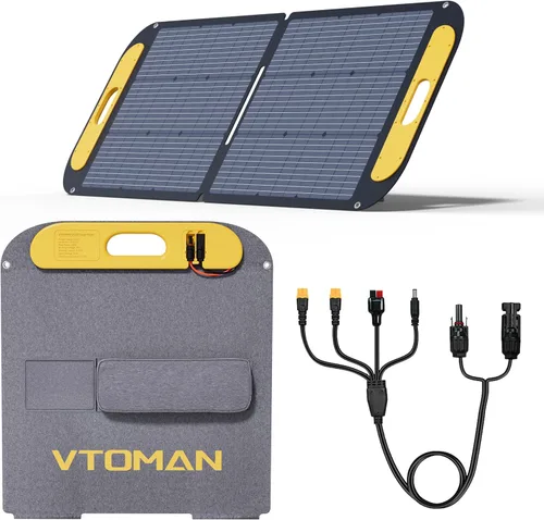 Vista 11 de VTOMAN VS200 Pro Panel solar portátil de 200 W 48 V, 23 % de eficiencia, panel solar plegable con impermeabilidad IP67 y adaptadores MC-4 Anderson