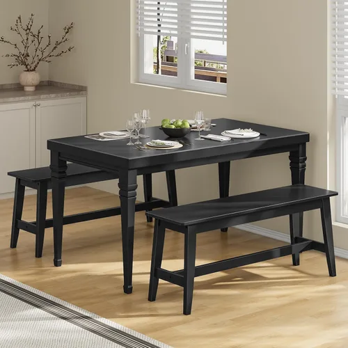 Vista 6 de HOOBRO Banco de comedor de bambú de 39.3 pulgadas, banco de mesa de cocina de granja, muebles de cocina y sala de estar, fácil de montar, resistente