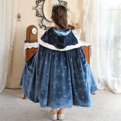 Vista 2 de Capa con capucha de lujo para niñas 2023 para disfraz de princesa Elsa