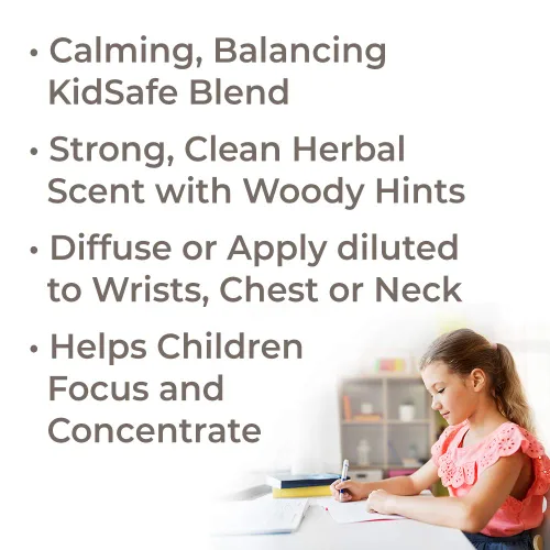 Vista 2 de Plant Therapy KidSafe A+ Attention Aceite esencial sinergético prediluido. Mezcla de: Petitgrain, Bergamota, cedro del Atlas, toronja, lavanda