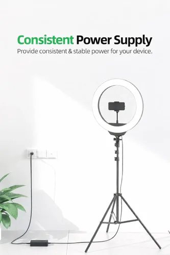 Vista 8 de Superer Cable de alimentación de 15 V apto para Neewer de 14"/18" luz