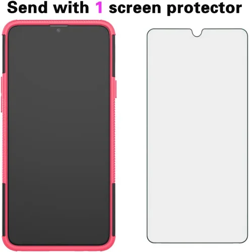 Vista 3 de Asuwish Funda de teléfono para Samsung Galaxy A20s con protector de pantalla de vidrio templado y soporte delgado, híbrida, resistente, funda