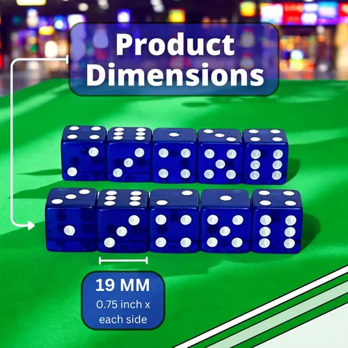 Vista 7 de Luck Lab Paquete de 10 dados de 19 mm - Dados D6 acrílicos y translúcidos, cuadrados con bordes redondeados para casino, craps, juegos de mesa RPG