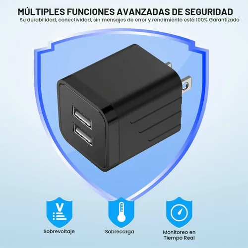 Vista 4 de Cargador rápido para iPhone, paquete de 2 cargadores de iPhone de 10 pies de 2.1 A, cargador USB de doble puerto, adaptador de enchufe con cable