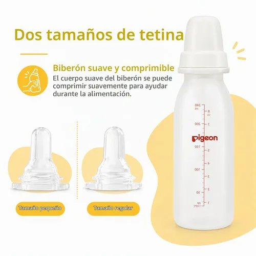 Vista 5 de Pigeon Biberón de paladar hendido para bebé con 2 pezones, 8.11 onzas Botella