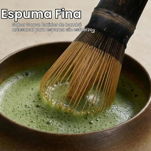 Vista 6 de Juego de batidor de matcha, kit de 5 piezas con cuenco de cerámica matcha, batidor de bambú, cuchara, juego completo de té Matcha perfecto