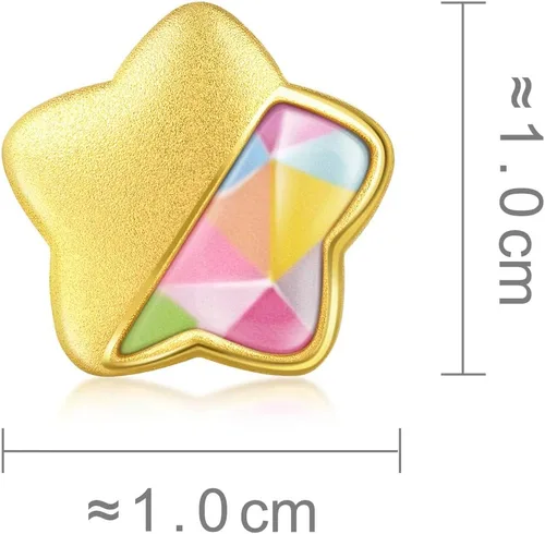 Vista 6 de CHOW SANG SANG 999 Pulsera de oro macizo de 24 quilates con dije de estrella de la suerte para mujer 91837C, Oro