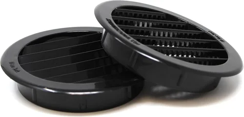 Vista 9 de Cubierta de rejilla de ventilación de aire de 3" redonda de plástico con persiana para reptiles, Soffit (16, Negro)