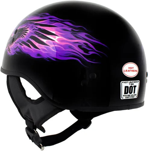 Vista 4 de Hot Leathers HLD1007 'Black Out Eagle' - Medio casco para motocicleta con diseño de calavera, color negro brillante, para hombres y mujeres, talla M
