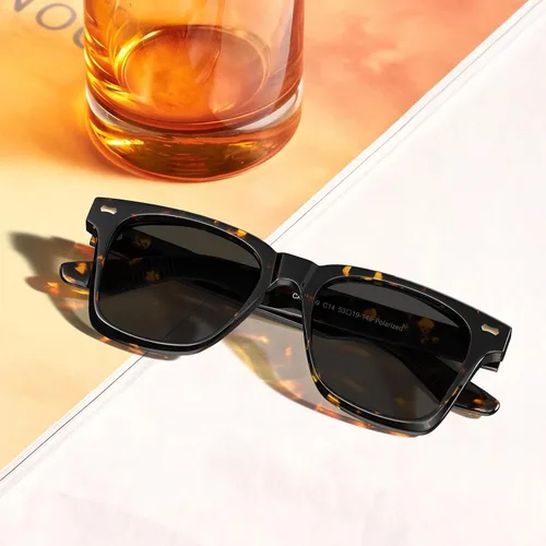 Vista 3 de CARFIA Thick Square Polarized Sunglasses Men, Retro 90s Style Vintage UV400 Protection Sun Glass