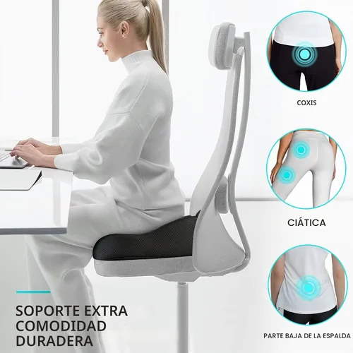 Vista 3 de Benazcap - Cojín de asiento con memoria estándar, alivio del dolor de ciática, color negro