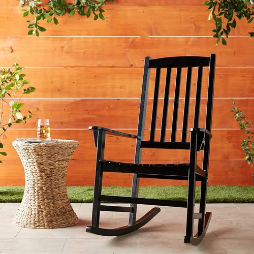 Vista 2 de Cambridge Casual Silla mecedora Bentley de madera maciza, color negro