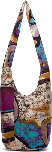Vista 83 de Bolsa de hombro para mujer, de lona en estilo hippie/bohemio para llevar cruzada al hombro, disponible en diferentes colores y estampados