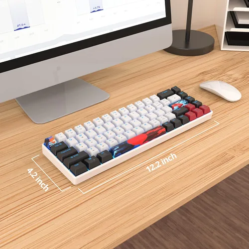 Vista 6 de Teclado 60% para juegos de 68 teclas, teclado mecánico retroiluminado LED, teclado compacto con cable con interruptor rojo para Windows PS45 Xbox