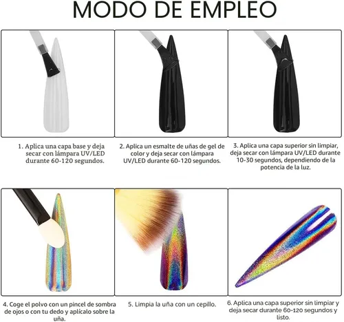 Vista 2 de Artdone 16 tarros de cromo uñas polvo uñas arte Fimo 0.04 oz/tarro espejo Espejo dorado