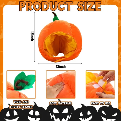Vista 2 de 2 piezas de sombrero de calabaza Halloween divertido disfraz de calabaza Acción de Gracias sombrero de invierno verduras Cos regalo para adultos