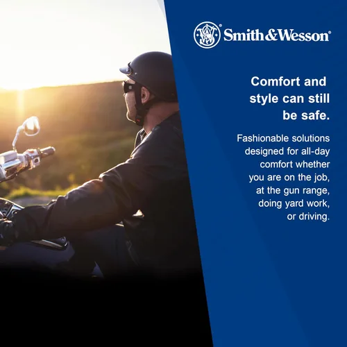 Vista 8 de Smith & Wesson® Gafas de seguridad Elite™ (21305), con revestimiento antivaho y lentes ámbar (amarillo) y montura negra, unisex para hombres