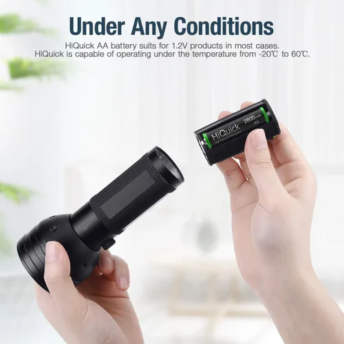 Vista 7 de HiQuick Cargador de batería inteligente de 8 bahías con 8 pilas AA + 16 pilas recargables AA