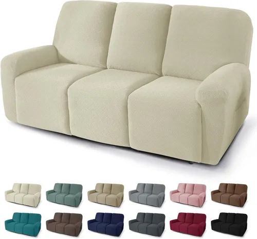 Vista 31 de JIVINER Fundas reclinables de gran tamaño de 3 piezas para sillón reclinable grande con bolsillos, tela jacquard elástica Lazy Boy funda para sofá