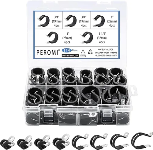 Vista 11 de 12 piezas de abrazaderas de cable dobles de 1-1/2" con refuerzo remachado actualizado, abrazaderas de tubo de bucle aislado con almohadilla de goma