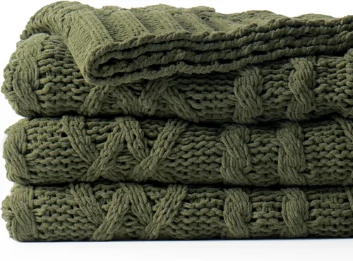 Vista 10 de Battilo Manta Negra para Sofá, Manta de Punto Cable para Cama, Silla, Decoración del Hogar, Manta de Chenilla Tejida Suave y Acogedora, Manta Negro