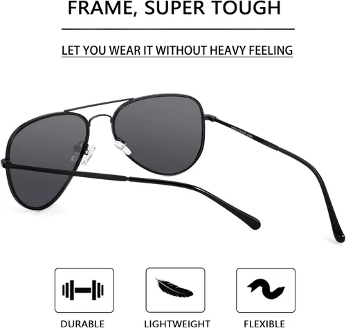 Vista 4 de MAXJULI Gafas de sol polarizadas de aviador para cabezas grandes, hombres y mujeres 8123
