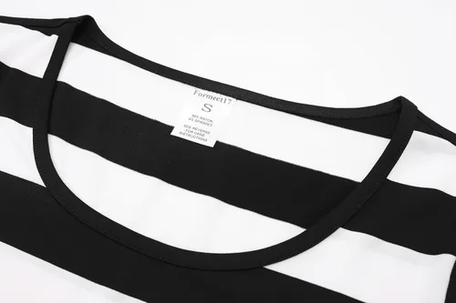 Vista 5 de Formeet17 Camiseta de manga larga a rayas para mujer, camiseta casual con cuello redondo
