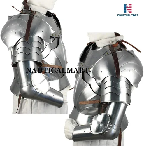 Vista 2 de Conjunto completo de placa de pecho de armadura corporal de caballero medieval con brazos completos