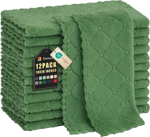 Vista 33 de Homaxy - Paquete de 12 trapos de cocina (13 x 19 pulgadas, marrón), de terciopelo coral supersuaves y absorbentes para lavar platos, paño