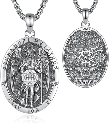 Vista 117 de Vito Collar de plata de ley 925 para mujeres y hombres, San Benito, crucifijo, Caravaca, San Cristóbal, San Judas, medalla patronal, amuleto