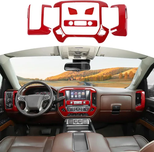 Vista 9 de RT-TCZ para Panel de Tablero de Silverado Cubierta de Embellecedor de Moldura de Fibra de Carbono para GMC Sierra Chevy Silverado 2014-2017 Negro