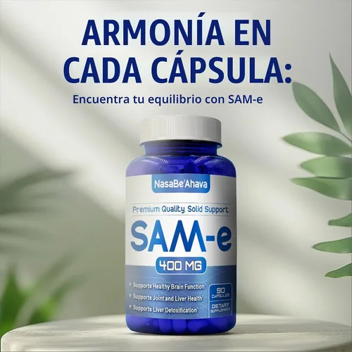 Vista 7 de SAM-E Suplemento de 400 mg Fácil absorción S-adenosil-L-metionina SAM-e 400mg para suplemento de apoyo óseo y estado de ánimo Fabricado